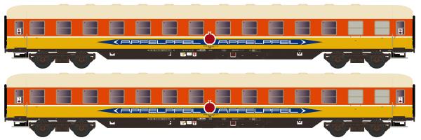 Hobbytrain H22216 - Spur N 2er Set Liegewagen Bcm 53 DB/Apfelpfeil, Ep.IV, gelb/orange