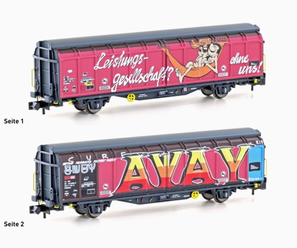Hobbytrain H24665 - SCHIEBEWANDWAGEN HBBILLNS SBB, EP.VI, GRAFFITI
