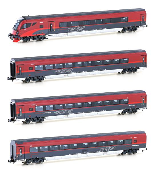 Hobbytrain H25228 - Spur N 4er Set Personenwagen ÖBB Railjet, Ep.VI, Set 1