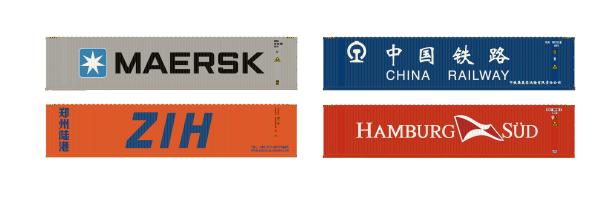 Hobbytrain H9014 - Spur N 4er Set 40′ Container, Set 1