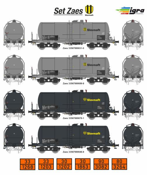 Igra Modell 96101004 - Spur TT 4er Set Kesselwagen, Slovnaft, Ep.VI, Bausatz, DC