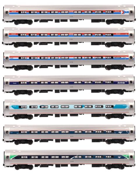 Kato/Lemke K106-105 - Spur N 7er Set Personenwagen, Amfleet Amtrak, Ep.VI, Historic