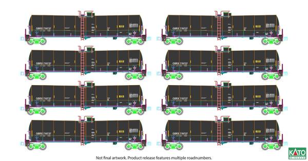 Kato/Lemke K106-4801 - Spur N 8er Set Kesselwagen, GBRX, Ep.V-VI, Set A