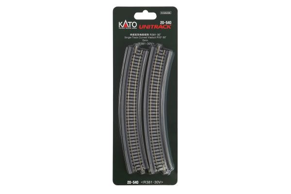 Kato/Lemke K20-540 - Spur N Viadukt gebogen R381mm 30°, 2 Stk