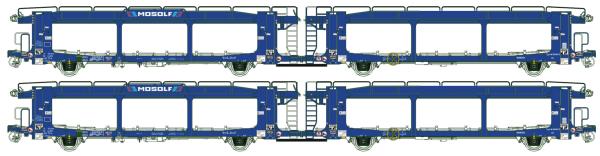 LS-Models 32154 -Spur H0 2.tlg. Set Doppel-Autotransportwagen Laaers der MOSOLF, Ep.VI, DC