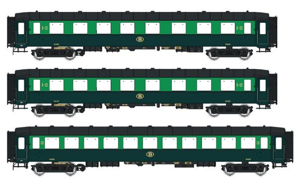 LS Models 42107 - Spur H0 3-tlg. Personenwagenset l2 der SNCB, Ep IIIa