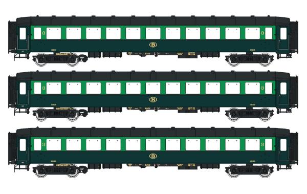 LS Models 42108 - Spur H0 3-tlg. Personenwagenset l2 der SNCB, Ep.IIIa