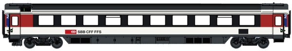 LS Models 47376 - Spur HO EC PERSONENWAGEN, 2.KL. BPM SBB, EP.VI, WEISS/ROT/SCHWARZ