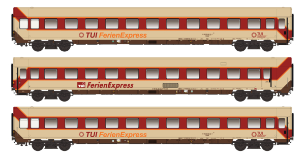 LS-Models 96031DC - Spur H0 3er Set Liegewagen TUI Ferienexpress, Ep.IV, Set I