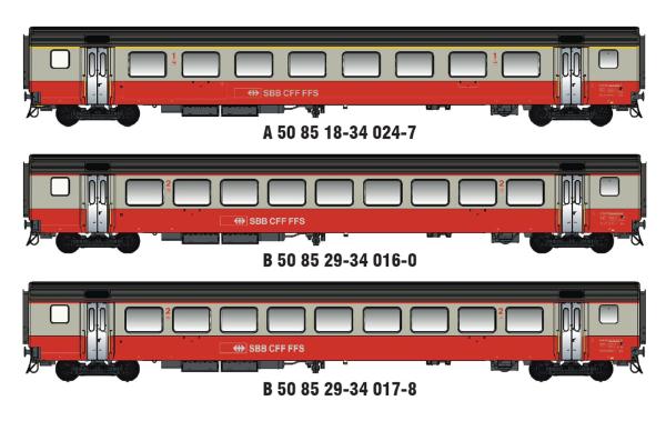 LS Models MW2109-1 - DC Spur H0 3-tlg. Set Personenwagen "Airport Express" der SBB, Ep.IV-V