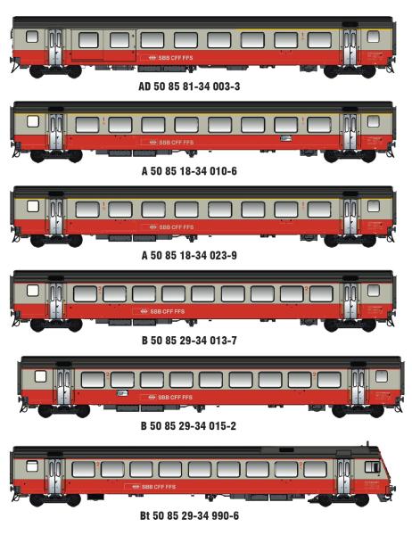 LS Models  MW2109AC - Spur H0 6-tlg. Set Personenwagen "Airport Express" der SBB, Ep.IV-V