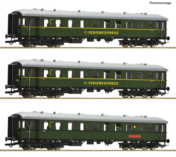Roco 6200235 - Spur HO 3-tlg. Set: Reisezugwagen „Ferienexpress“, DB