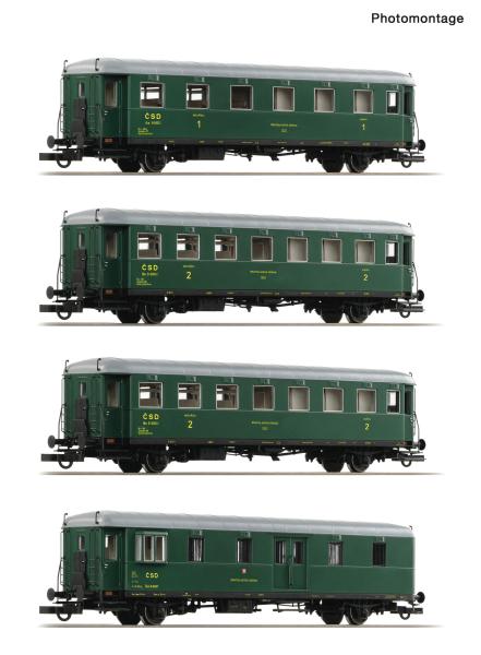 Roco 6210282 - Spur HO 4er Set Personenwagen Rybak CSD DCC + Innenbeleuchtung