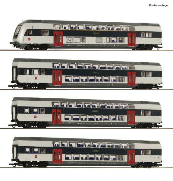 Roco 6210308  Spur HO 4-tlg. Set: Doppelstockwagen, DSB