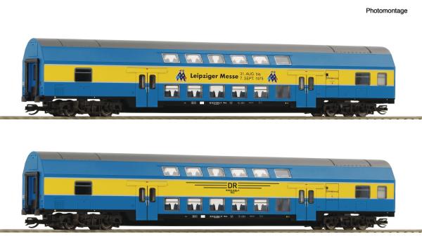Roco 6280091 Spur TT 2er Set Doppelstockwagen  DR, Epoche IV