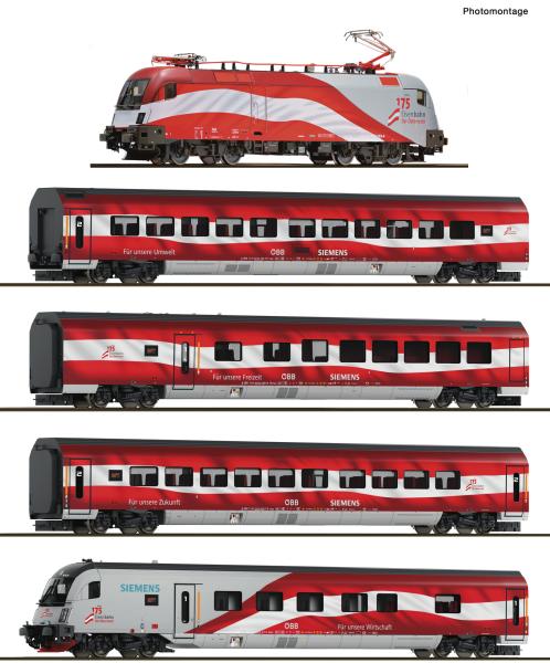 Roco 6290096 Spur TT 5-tlg. Set 1: Railjet „175 Jahre Eisenbahnen in Österreich“, ÖBB