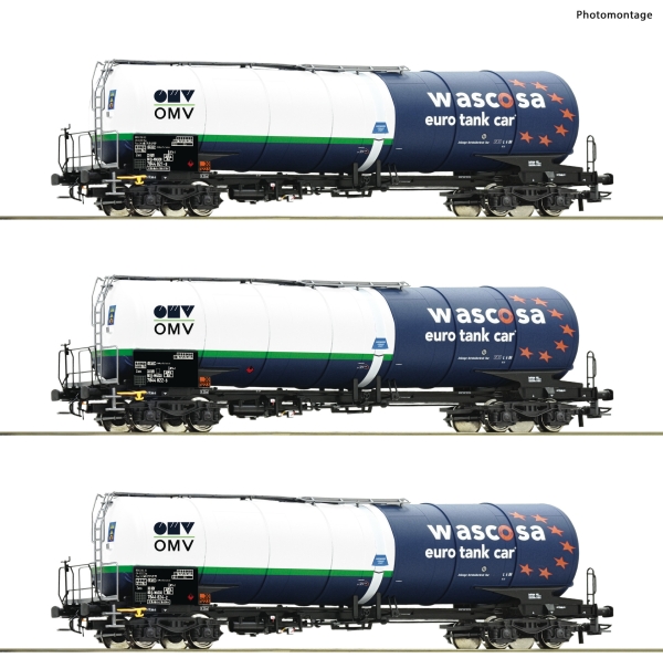 Roco 6600054 - 3-tlg. Set: Kesselwagen, Wascosa/OMV