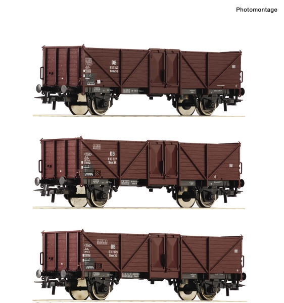 Roco 6600075 - 3-tlg. Set: Offene Güterwagen, DB