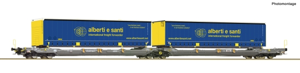 Roco 6600137 - Spur HO Doppeltaschen-Gelenkwagen T3000e, Hupac