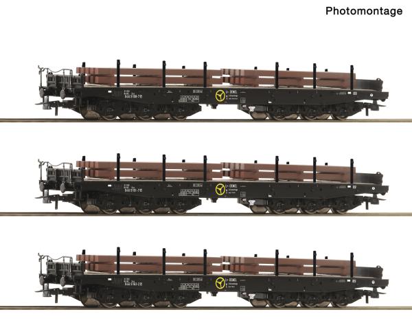 Roco 6600263 - Spur HO 3-tlg. Set: Schwerlast-Flachwagen, NS