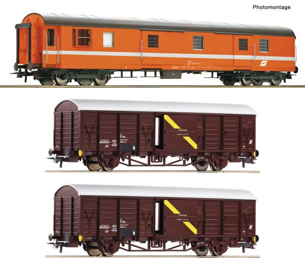 Roco 6600294 - Spur HO 3-tlg. Set: Postwagen „Postschnellzug“, ÖBB