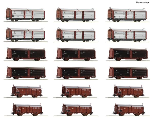 Roco 6600340 -  Spur HO 18-tlg. Display: Rangierbahnhof/Schiebedach-/Schiebewandwagen, DB