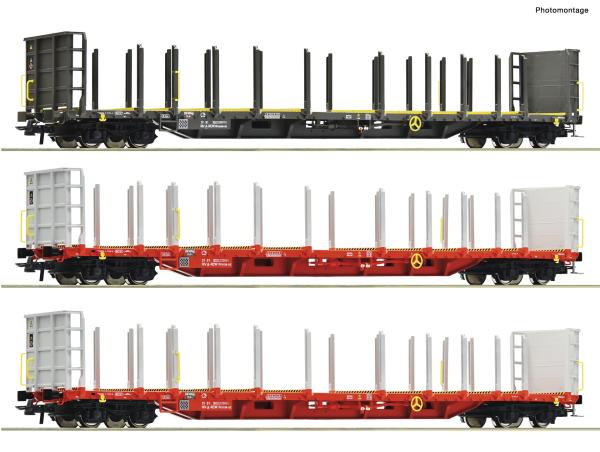 Roco 6600371 Spur HO 3-tlg. Set: Holztransportwagen, ÖBB