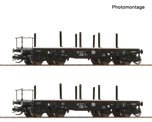Roco 6680028 - Spur TT 2-tlg. Set: Schwerlast-Flachwagen, DB