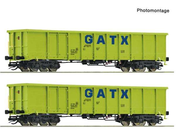 Roco 6680054 Spur TT 2er Set Offene Güterwagen Eanos, GATX, Ep.VI