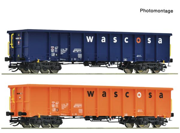 Roco 6680055 Spur TT 2er Set offene Güterwagen Eanos Wascosa, Epoche VI
