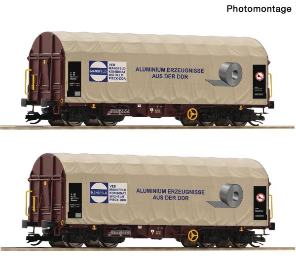 Roco 6680057 Spur TT 2er Set Schiebeplanenwagen Shimmns, DR, Ep.IV