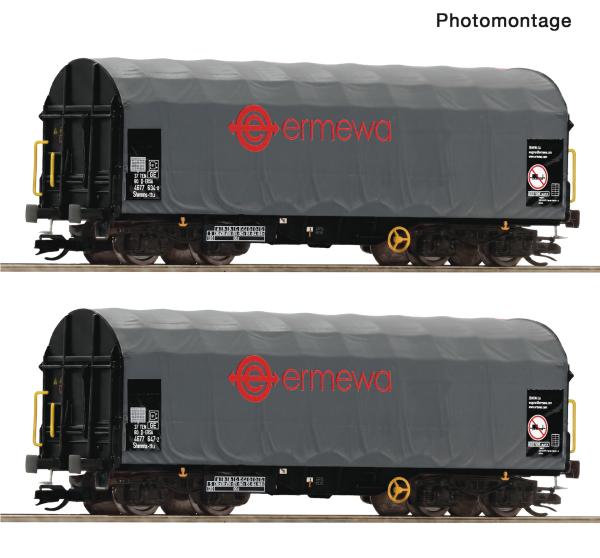 Roco 6680058 Spur TT 2er Set Schiebeplanenwagen Shimmns, Ermewa, Ep.VI