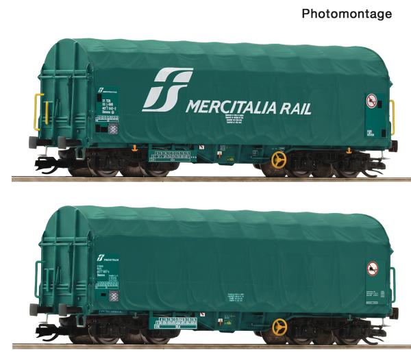 Roco 6680059 Spur TT 2er Set Schiebeplanenwagen Shimmns, Mercitalia Rail, Ep.VI