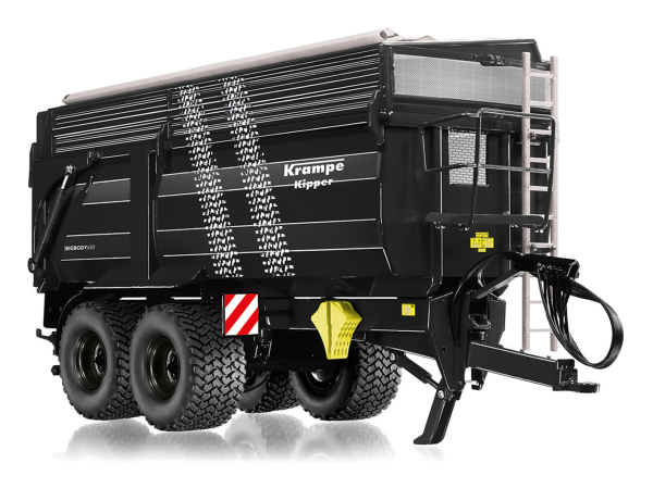 Wiking 077874 -  Spur 1:32 Krampe Big Body 650 Hinterkipper mit Silageaufsatz schwarz - Reifenspuren