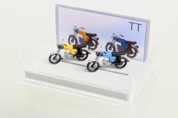 KRES 11150 - Spur TT Komplettmodelle 2x Simson S50, gelb und blau