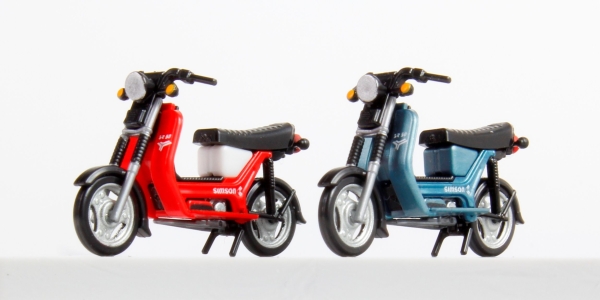 KRES 55061020 - Spur HO Komplettmodelle 2x Simson SR50, kirschrot und blau