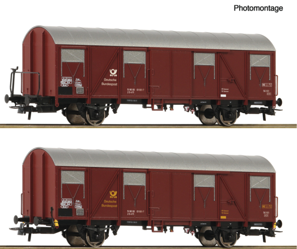 Roco 6600248 - Spur HO 2-tlg. Set: Gedeckte Postgüterwagen, DBP