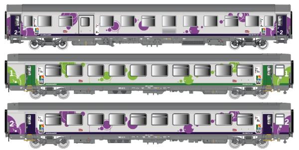 LS Models 41221 - Spur HO SNCF Reisezugwagen-Set Corail, Intercity, Ep. VI, 3-tlg. DC