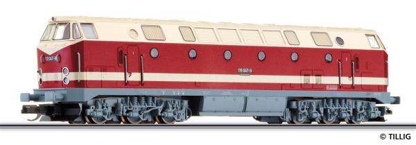 Tillig 502587 - Spur TT Diesellokomotive 119 047-9 ("Kramermütze") der DR, Ep. IV (ex. 02783)