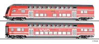 Tillig 01088 - Spur TT 2er Set Doppelstockwagen mit Steuerwagen, VVO, 'S-Bahn Dresden', DBAG