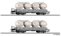 Tillig 01118 - Spur TT Güterwagenset der Holcim (Cesko) a.s., zwei Staubsilowagen Uacs 451.1, Ep. VI