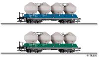 Tillig 01119 - Spur TT  Güterwagenset der Raj-Wagon Trencin spol. s.r.o., zwei Staubsilowagen Uacs 451.1, Ep. VI