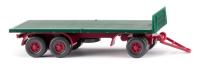 Wiking 044702 - Spur HO Flachpritschen-Anhänger - moosgrün