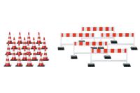 Herpa 052566 - Pylonen (20 Stück), Absperrschranken (5 Stück), rot/weiß