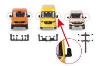 Herpa 054508 - Spur HO Spiegel-Set für Transporter  MB Sprinter, VW Crafter/MAN TGE, VW T6.1, je 5 Stück