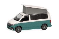 Herpa 096805-004 - Spur HO Volkswagen (VW) T6.1 California, Candy Weiß / Bay Leaf Green metallic