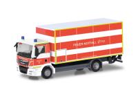 Herpa 098076 - Spur HO MAN TGM Koffer-LKW mit Ladebordwand "Feuerwehr Düsseldorf"