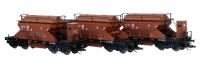 Hädl 115413-01 - Sattelbodenselbstentladewagen KKt mit Bremserhaus, DR Ep III, 3er Set