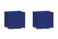 Herpa 053594-003 - Spur HO 10ft Container mit Platte ultramarinbla