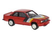 Brekina 20771 - Spur HO Opel Ascona B i400 in rot, Dekor gelb/silber